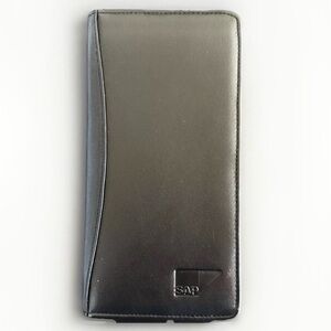 Royce Leather ID/Card/Passport Long Bifold Wallet Holder New Black SAP Logo